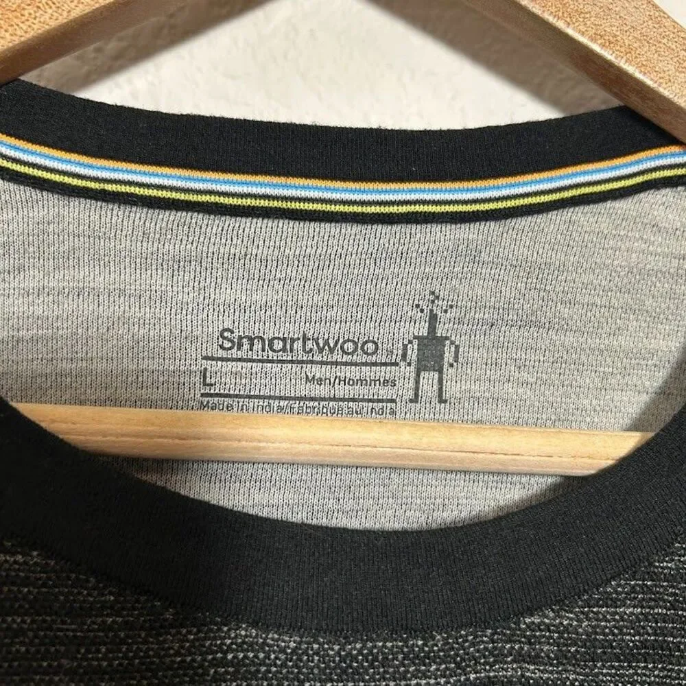 Smartwool Intraknit 200 Thermal Mens L Black Base Layer Shirt Wool Blend